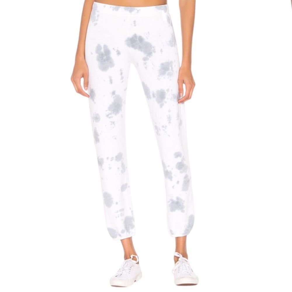 Monrow Cloud Tie Dye Jogger Sweatpants White Blue Gray Size L